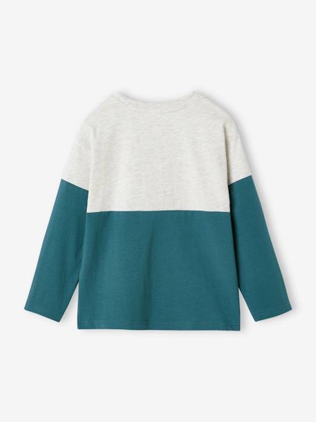 Sportshirt colorblock met lange mouwen jongens groenblauw - vertbaudet enfant 