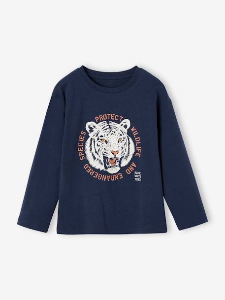 T-shirt met tijgermotief jongens nachtblauw - vertbaudet enfant 