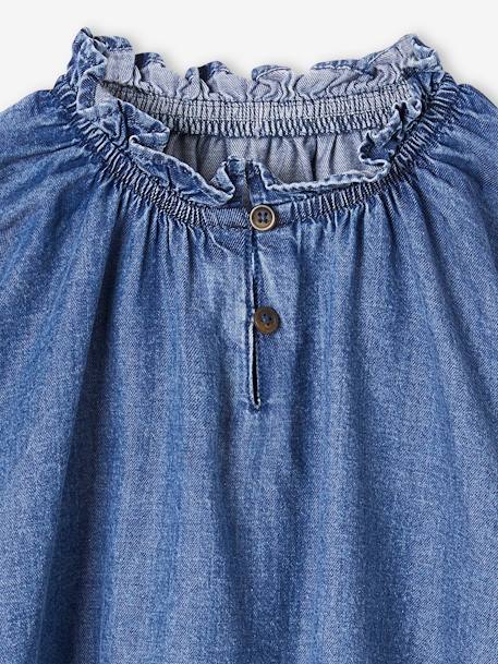 Luchtige denim meisjesblouse middenblauw - vertbaudet enfant 