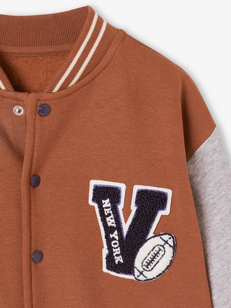 Teddy-sweatshirt in fleece voor jongens met lusbadge. dennen+hazelnoot+rood - vertbaudet enfant 