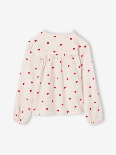 Personaliseerbare meisjesblouse van katoenen gaas ecru+vanille - vertbaudet enfant 