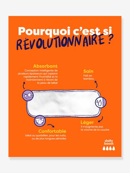 Set van 3 wasbare revolutionaire boosters Daily Boost BAMBINO MIO ecru - vertbaudet enfant 