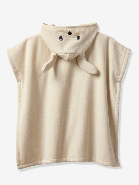 Badponcho baby personaliseerbaar Animal abrikoos+beige+okergeel - vertbaudet enfant 