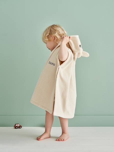 Badponcho baby personaliseerbaar Animal abrikoos+beige+okergeel - vertbaudet enfant 