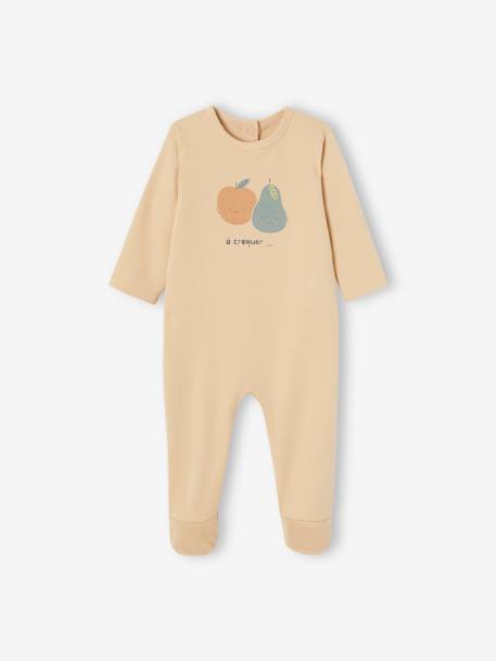 Set van 2 slaappakjes met fruitmotief van interlock jongensbaby beige - vertbaudet enfant 