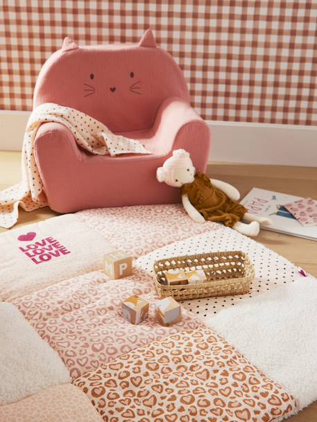 Vloermat patchwork / parkbodem LOVELY LEO roze, bedrukt - vertbaudet enfant 