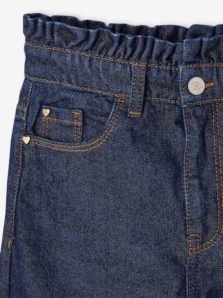 Mom jeans met hartjeszakken op de achterkant Meisje denimgrijs+ongewassen denim+stone - vertbaudet enfant 