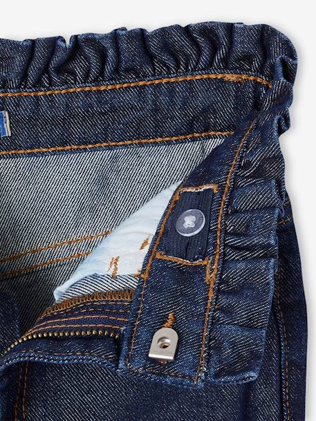 Mom jeans met hartjeszakken op de achterkant Meisje denimgrijs+ongewassen denim+stone - vertbaudet enfant 