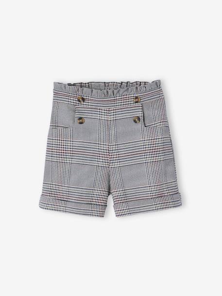 Flanellen meisjesshort met ruitmotief marineblauw, geruit - vertbaudet enfant 