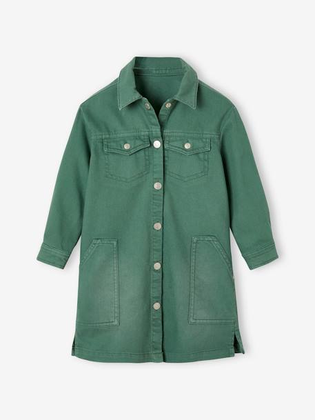 Overhemdjurk van garment dyed canvas groen - vertbaudet enfant 