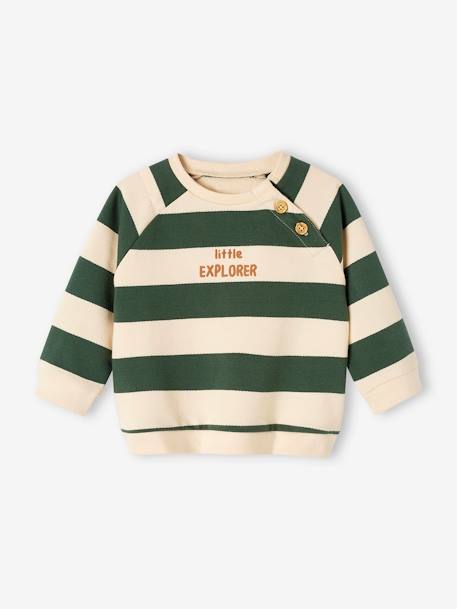 Gestreept sweatshirt van molton baby blauw, gestreept+dennen+leiblauw - vertbaudet enfant 