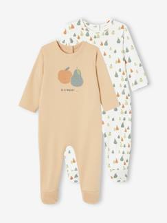 Baby-Pyjama, surpyjama-Set van 2 slaappakjes met fruitmotief van interlock jongensbaby