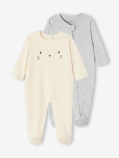 Baby-Pyjama, surpyjama-Set van 2 gemengde interlock slaappakjes met ritssluiting