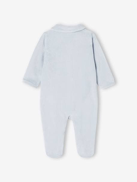 Set van 2 fluwelen babyslaappakjes met opening voor cappuccino+lichtblauw+rozen - vertbaudet enfant 