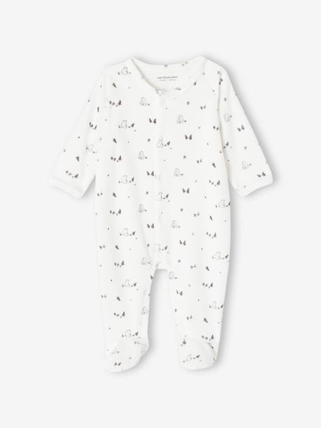 Set van 2 fluwelen babyslaappakjes met opening voor cappuccino+lichtblauw+rozen - vertbaudet enfant 