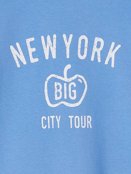 Jongensshirt met New York-motief voor en achter azuurblauw - vertbaudet enfant 