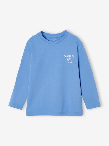 Jongensshirt met New York-motief voor en achter azuurblauw - vertbaudet enfant 