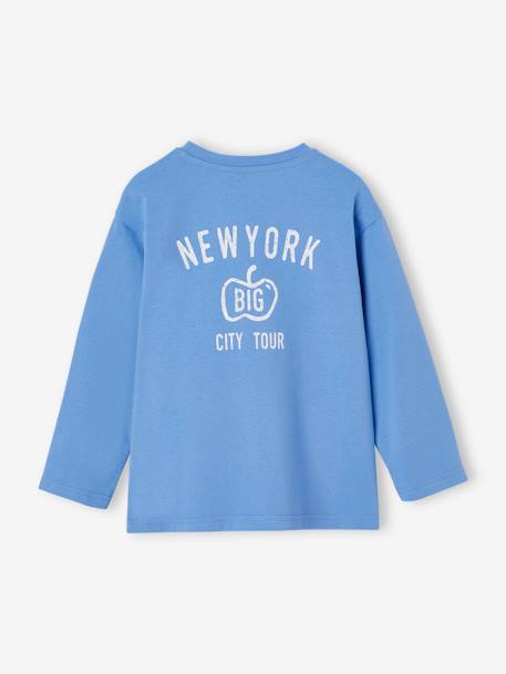 Jongensshirt met New York-motief voor en achter azuurblauw - vertbaudet enfant 