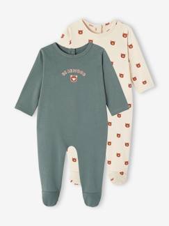 Baby-Pyjama, surpyjama-Set 2 slaappakjes voor jongens "Teddy bear" in fleece