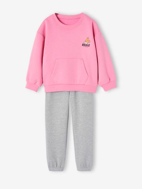 Set sport sweater + jogging van fleece voor meisjes snoepjesroze - vertbaudet enfant 