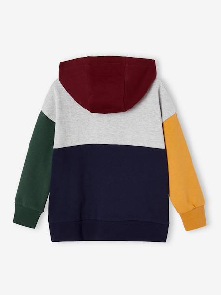 Sweater met colorblock en capuchon Basics jongens meerkleurig+olijf - vertbaudet enfant 