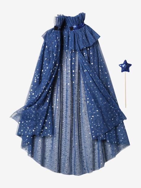 Cape met glitters + toverstok blauw+wit+zwart - vertbaudet enfant 