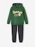 Sportset sweater met capuchon en joggingbroek jongens grijsblauw+groen+pecannoot - vertbaudet enfant 