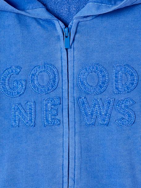 Zip-up hoodie met opgestikte letters voor jongens azuurblauw - vertbaudet enfant 