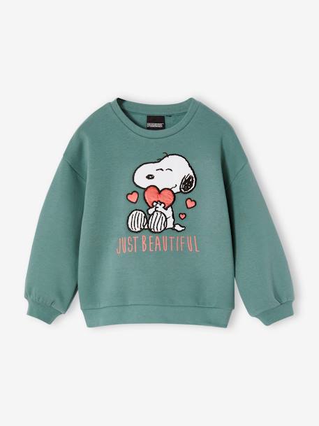 Sweater Snoopy Peanuts® meisje smaragdgroen - vertbaudet enfant 