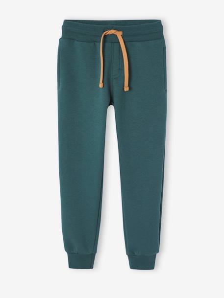 Sportset sweater met capuchon en joggingbroek jongens grijsblauw+groen+pecannoot - vertbaudet enfant 