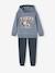 Sportset sweater met capuchon en joggingbroek jongens grijsblauw+groen+pecannoot - vertbaudet enfant 