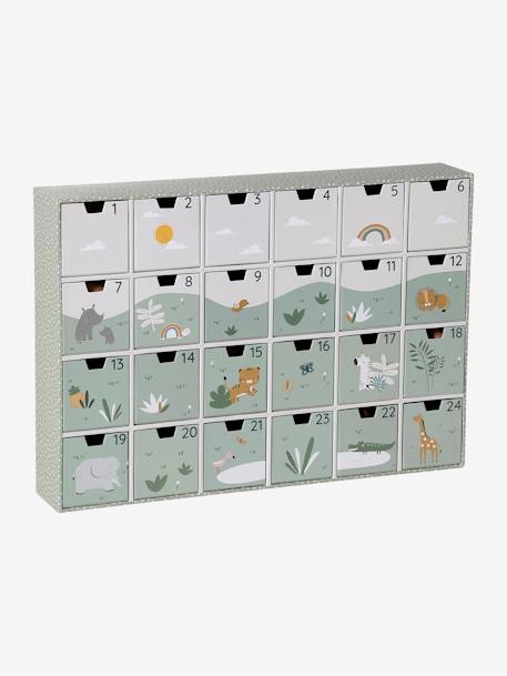 Adventskalender met FSC® houten speelgoed grijs+groen+hout+rood - vertbaudet enfant 