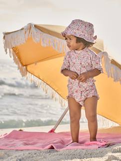 Baby-Badpak, strandaccessoires-Zwemset met UV-bescherming voor meisjesbaby + T-shirt + broekje + hoedje