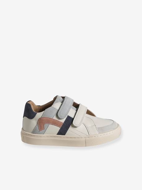 Leren sneakers met klittenband ecru - vertbaudet enfant 