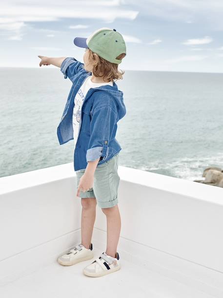 Leren sneakers met klittenband ecru - vertbaudet enfant 