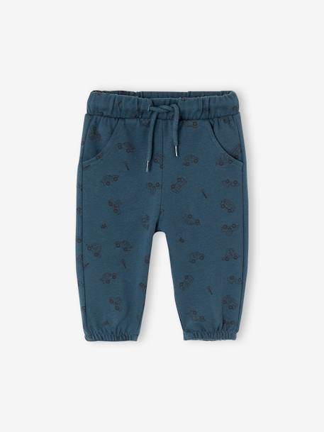 Broek met print van molton baby oceaanblauw+olijf - vertbaudet enfant 