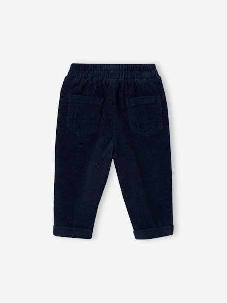 Corduroy babybroek grijsblauw+korstmos+nachtblauw - vertbaudet enfant 