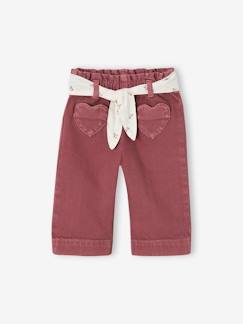 Baby-Wijde broek met kleur babymeisje met riem om te strikken