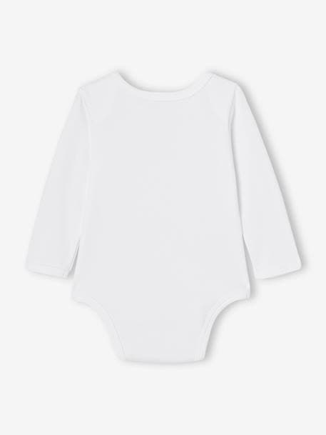 Set met 5 rompertjes 5 lange mouwen BASICS baby met Amerikaanse mouwgaten van biokatoen veel wit - vertbaudet enfant 