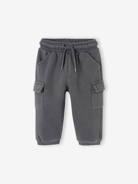 Broek van molton in battle-stijl baby antraciet+beige+kaki - vertbaudet enfant 