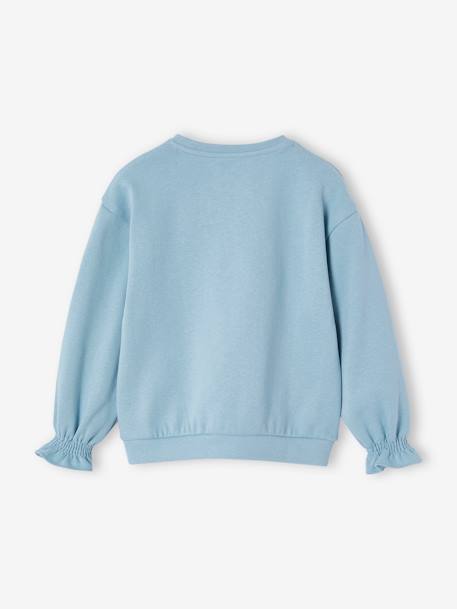 Sweatshirt met dierenmotief en sierdetails meisjes gemêleerd grijs+hemelsblauw - vertbaudet enfant 