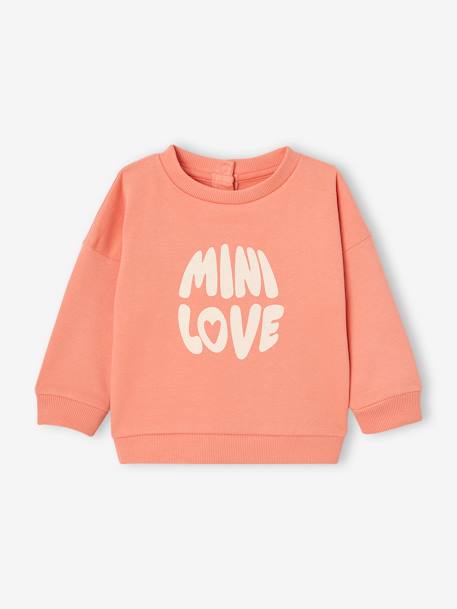 Basics babysweatshirt met drukknopen op de rug koraal+vanille - vertbaudet enfant 