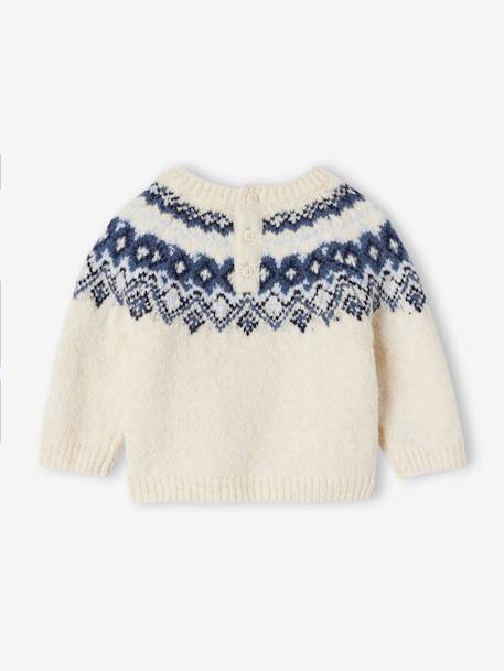 Jacquard trui voor babyjongens in luchtig en zacht tricot ecru - vertbaudet enfant 