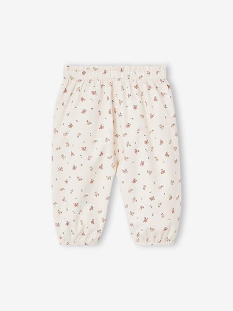 Fluwelen pantalon met bloemen voor meisjesbaby ecru - vertbaudet enfant 