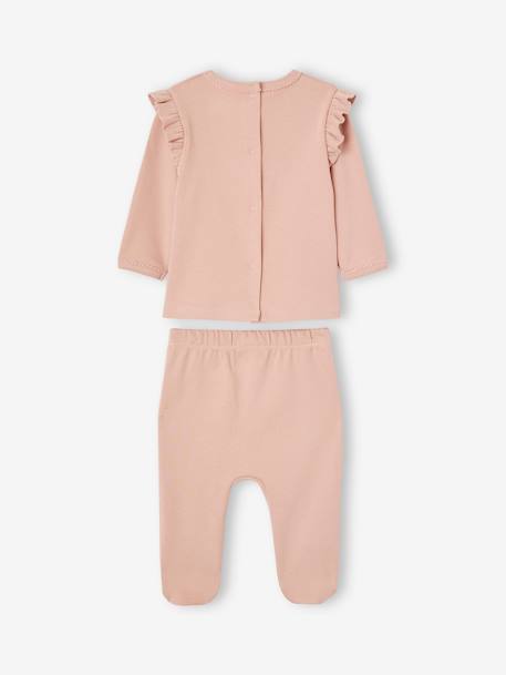 Set van 2 babypyjama's met vogelmotief van interlock roze (poederkleur) - vertbaudet enfant 