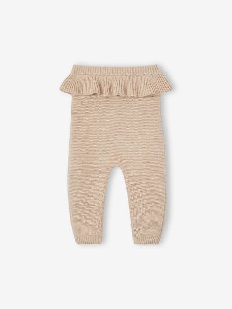 Gebreide broek met ruche baby gemêleerd beige - vertbaudet enfant 