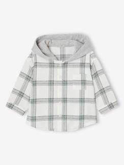 Baby-Overhemd, blouse-Geruit overhemd baby's met capuchon
