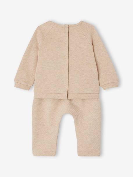 Set sweater en broek baby ecru+gemêleerd beige+rozen - vertbaudet enfant 