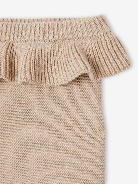 Gebreide broek met ruche baby gemêleerd beige - vertbaudet enfant 