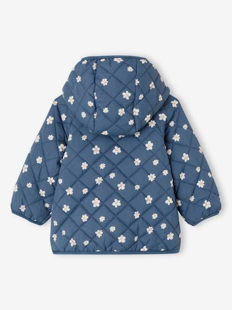 Gewatteerd babyjasje met capuchon ecru+groen+oceaanblauw - vertbaudet enfant 